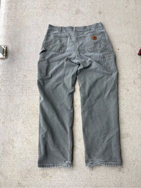 Vintage Carhartt B11 MOS Moss Green Distressed Carpenter Pants 36x32